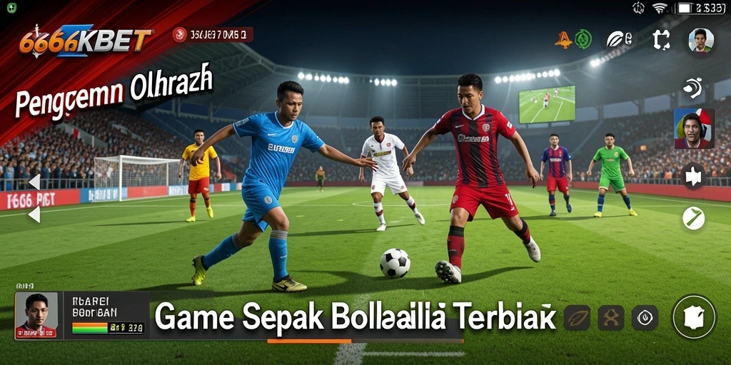Screenshot 66KBET menampilkan aksi seru dalam gameplay sepak bola.