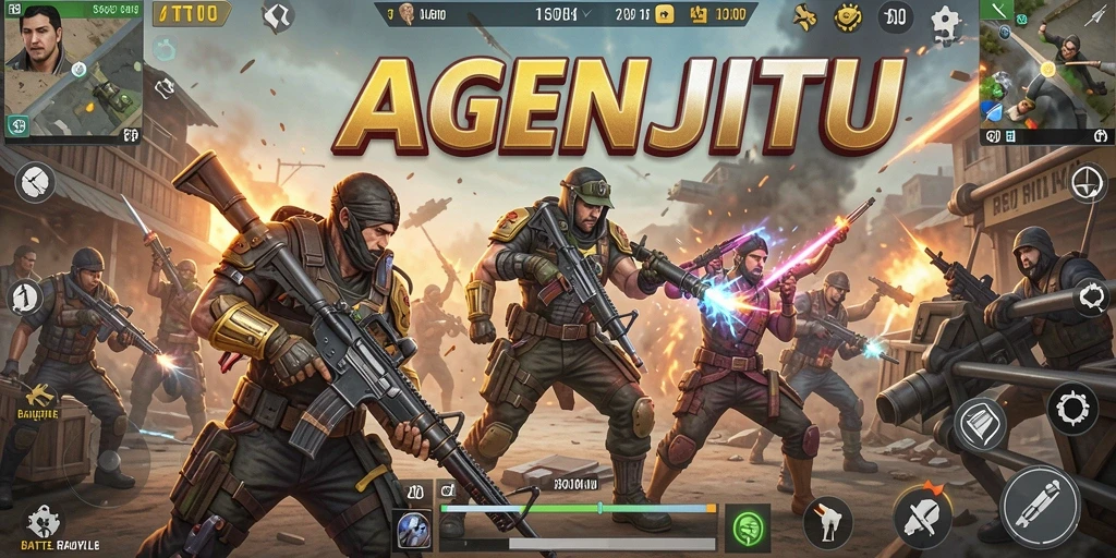 Tampilan mendebarkan dari gameplay Battle Royale AGENJITU.
