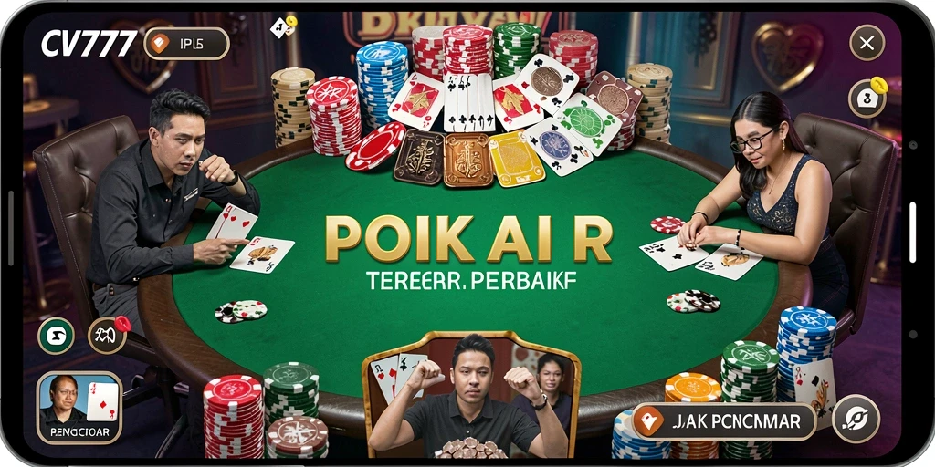 Tampilan gameplay CV777 yang seru dan mendebarkan dalam permainan Poker.