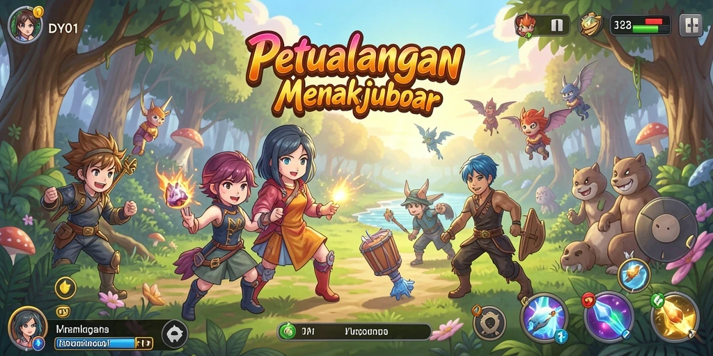 Tangkapan layar gameplay DY01 yang menakjubkan dengan karakter Anime.