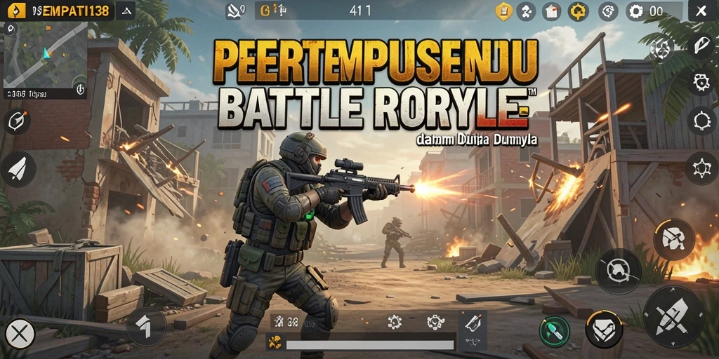Screenshot gameplay EMPATI138 yang menampilkan pertempuran seru Battle Royale.