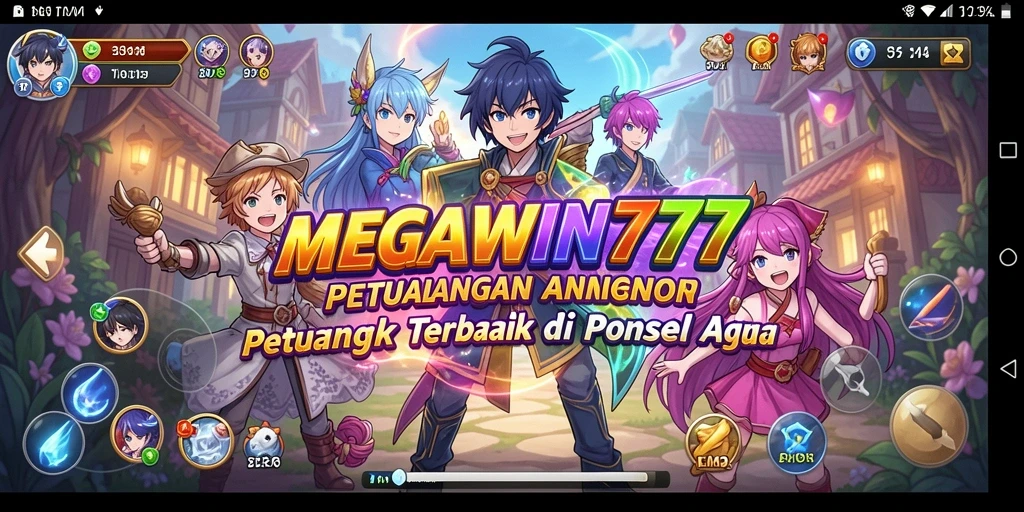 Tampilan gameplay seru dari MEGAWIN777 dengan karakter anime ikonik.