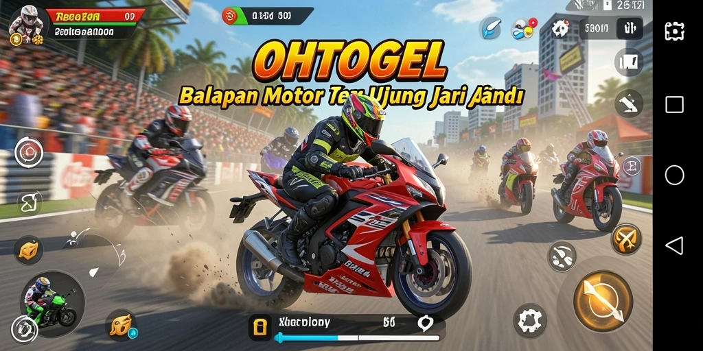 Tangkapan layar OHTOGEL menampilkan aksi balapan motor yang seru dan mendebarkan.