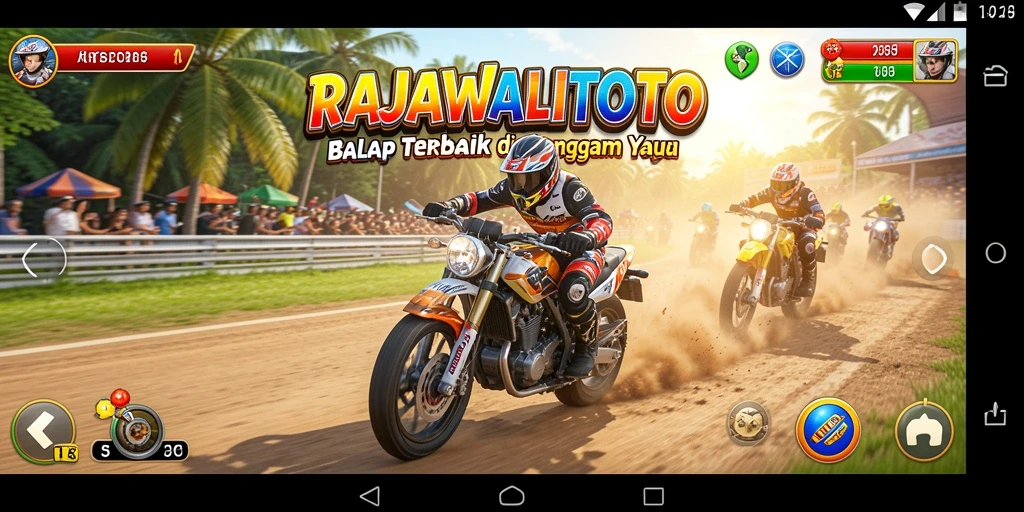 Tampilan gameplay menegangkan di lintasan balap RAJAWALITOTO.