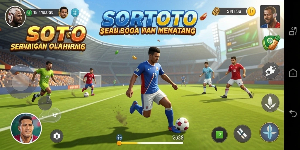Gameplay SORTOTO yang dinamis dan menarik di arena olahraga.