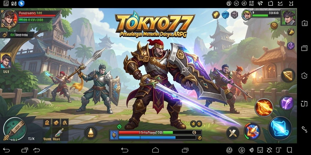 Tampilan gameplay dinamis di TOKYO77 dengan aksi seru dan karakter unik.